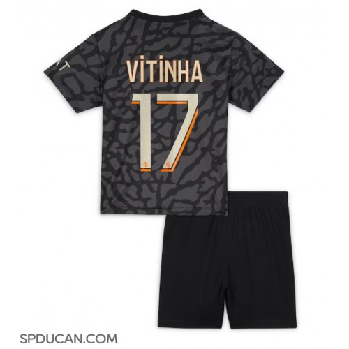 Dječji Nogometni Dres Paris Saint-Germain Vitinha Ferreira #17 Rezervni 2023-24 Kratak Rukav (+ Kratke hlače)